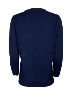 KANGRA CASHMERE/MERINO DROP BACK SWEATER - NAVY