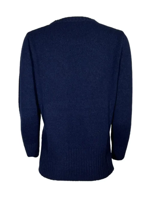 KANGRA CASHMERE/MERINO DROP BACK SWEATER - NAVY