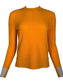 KINROSS CONTRAST TRIM RIB CREW SWEATER - ORANGINA