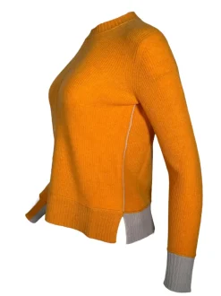 KINROSS CONTRAST TRIM RIB CREW SWEATER - ORANGINA