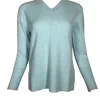 KINROSS EASY HI-LOW TIPPED VEE SWEATER - SURF
