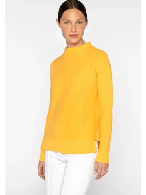 KINROSS GARTER FUNNEL SWEATER - TANGELO