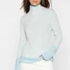 KINROSS PLATED RIB FUNNEL SWEATER - SURF