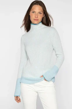 KINROSS PLATED RIB FUNNEL SWEATER - SURF
