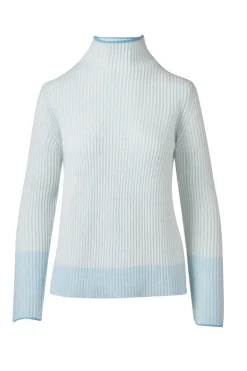 KINROSS PLATED RIB FUNNEL SWEATER - SURF