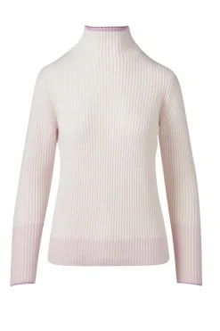 KINROSS PLATED RIB FUNNEL SWEATER - SHELL