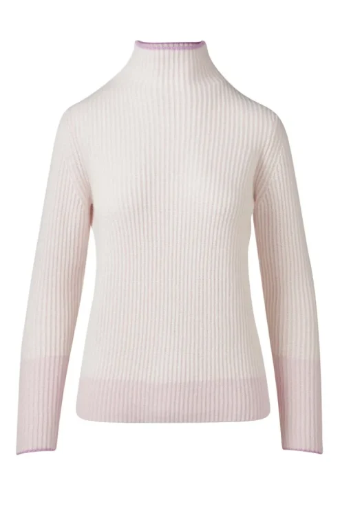 KINROSS PLATED RIB FUNNEL SWEATER - SHELL