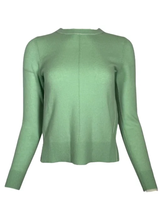 KINROSS TIPPED CREW SWEATER - CELADON/IVORY
