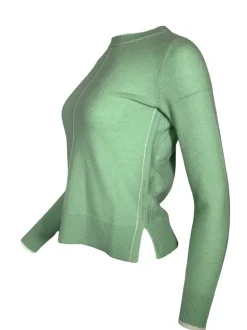 KINROSS TIPPED CREW SWEATER - CELADON/IVORY