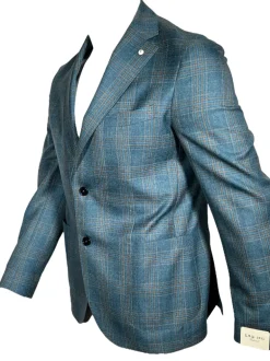 L.B.M. 1911 TAILORED WOOL TWILL SPORT COAT - ROYAL & BROWN CHECK