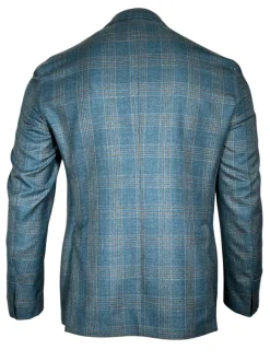L.B.M. 1911 TAILORED WOOL TWILL SPORT COAT - ROYAL & BROWN CHECK