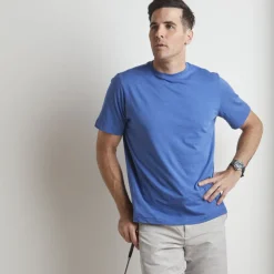 LEFT COAST TEE MEN'S LUXURY SHORT SLEEVE T-SHIRT - BRIGHT BLUE MELANGE