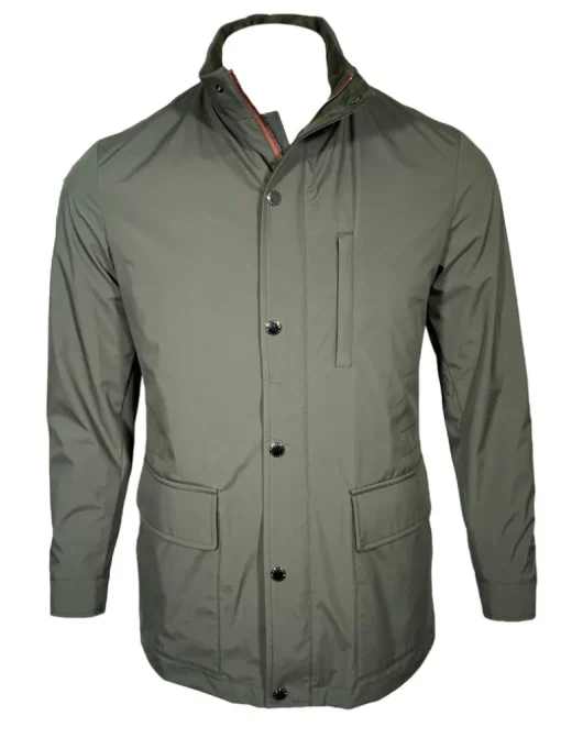 LUCIANO BARBERA CAR COAT - JUNGLE GREEN
