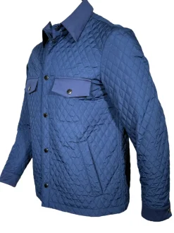 LUCIANO BARBERA DIAMOND QUILT BARN JACKET - DOWNRIVER BLUE