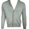 LUCIANO BARBERA SHAWL COLLAR CARDIGAN - MINTY GREY