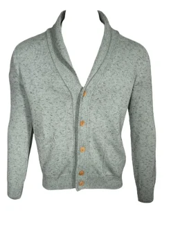 LUCIANO BARBERA SHAWL COLLAR CARDIGAN - MINTY GREY