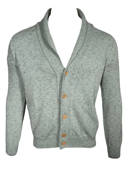 LUCIANO BARBERA SHAWL COLLAR CARDIGAN - MINTY GREY