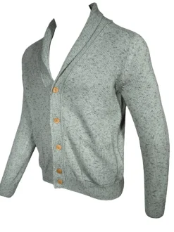 LUCIANO BARBERA SHAWL COLLAR CARDIGAN - MINTY GREY