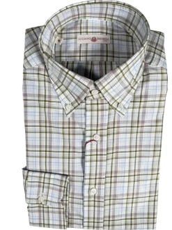 LUCIANO BARBERA SPORT SHIRT - GREEN/BLUE CHECK