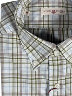 LUCIANO BARBERA SPORT SHIRT - GREEN/BLUE CHECK