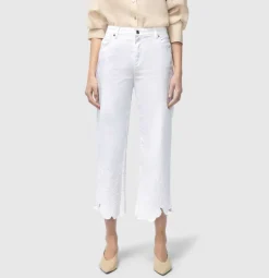 MAC WOMEN'S CHIARA CROPPED EMBROIDERED PANT - WHITE
