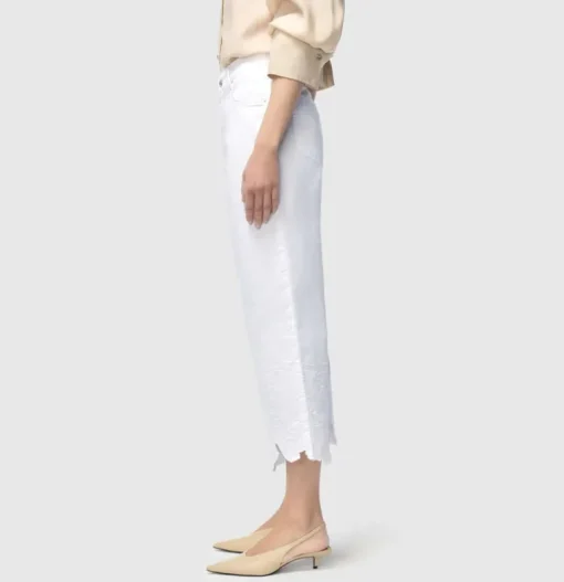 MAC WOMEN'S CHIARA CROPPED EMBROIDERED PANT - WHITE