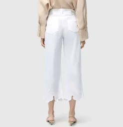 MAC WOMEN'S CHIARA CROPPED EMBROIDERED PANT - WHITE