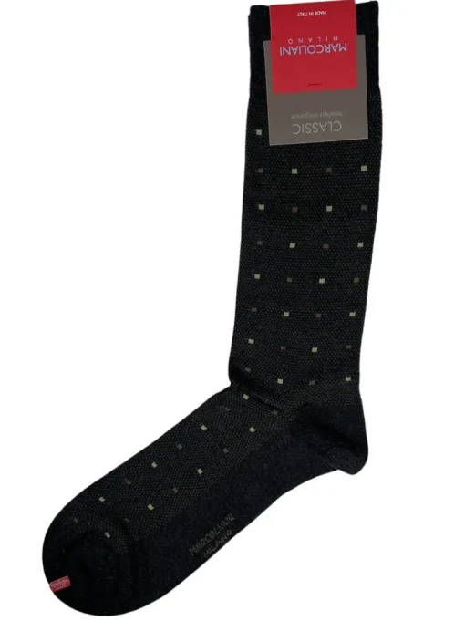 MARCOLIANI CONTEMPORARY DOTS CALF SOCK - CHARCOAL