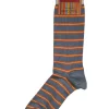 MARCOLIANI FRESH OF MODAL SIMPLE STRIPE CALF SOCK - SILVER BLUE