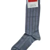 MARCOLIANI FRESH OF MODAL PINSTRIPE CALF SOCK - SILVER BLUE