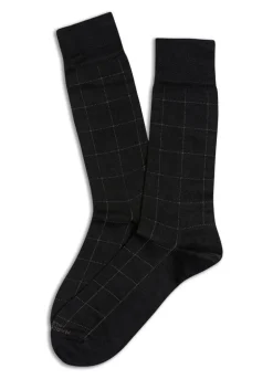 MARCOLIANI MOUSSE OF MODAL WINDOWPANE CALF SOCK - BLACK