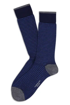 MARCOLIANI PALIO STRIPE CALF SOCK - ROYAL BLUE