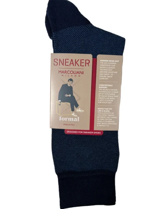 MARCOLIANI PIMA COTTON BIRDSEYE CALF SOCK - NAVY