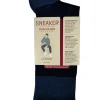 MARCOLIANI PIMA COTTON CONTRAST SOLE CALF SOCK - NAVY