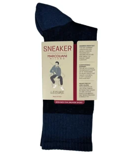 MARCOLIANI PIMA COTTON CONTRAST SOLE CALF SOCK - NAVY