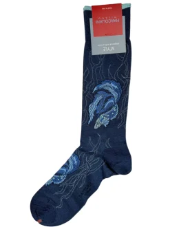 MARCOLIANI PIMA COTTON KOI FISH CALF SOCK - INDIGO BLUE