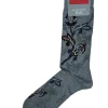 MARCOLIANI PIMA COTTON LISLE MOGHUL FLOWER CALF SOCK - LIGHT BLUE DENIM