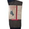 MARCOLIANI PIMA COTTON MICRO STRIPES CALF SOCK - DENIM/KHAKI