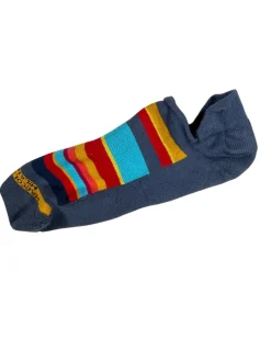 MARCOLIANI PIMA COTTON MULTICOLOR STRIPE INVISIBLE SNEAKER SOCK - DENIM BLUE