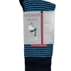 MARCOLIANI PIMA COTTON PALIO STRIPE SNEAKER SOCK - NAVY/BLUE