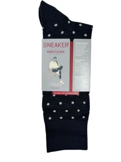 MARCOLIANI PIMA COTTON POLKA DOT SNEAKER SOCK - NAVY