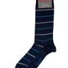 MARCOLIANI PIMA COTTON SAILOR STRIPE CALF SOCK - NAVY/BLUE