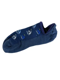 MARCOLIANI PIMA COTTON SAILBOAT INVISIBLE SNEAKER SOCK - NAVY