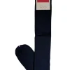 MARCOLIANI SOLID RIBBED COTTON OVER-CALF SOCK - NAVY