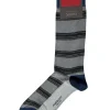 MARCOLIANI STRIPE CALF SOCK - ICE GREY
