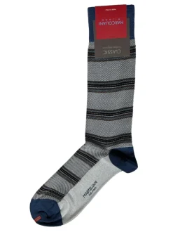 MARCOLIANI STRIPE CALF SOCK - ICE GREY