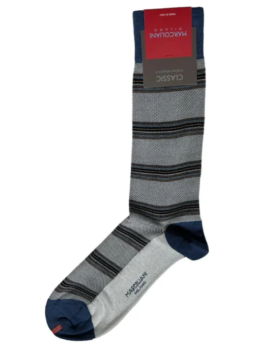 MARCOLIANI STRIPE CALF SOCK - ICE GREY