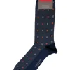 MARCOLIANI TIE FLOWERS CALF SOCK - NAVY