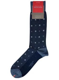 MARCOLIANI TIE FLOWERS CALF SOCK - ROYAL BLUE