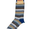 MARCOLIANI TONAL STRIPE CALF SOCK - BLUE/BEIGE